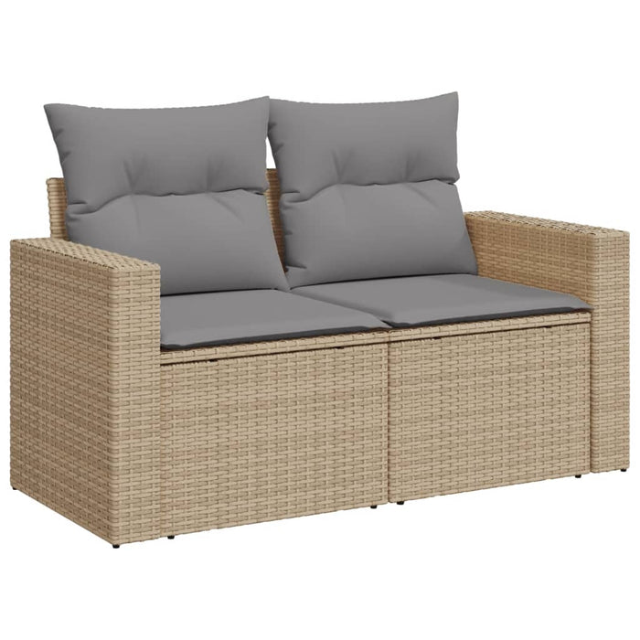 Set Divano da Giardino 14 pz con Cuscini Beige Misto Polyrattan