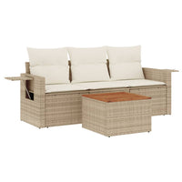 Set Divano da Giardino 4 pz con Cuscini-Sofa da Giardino-Divanetto da esterno Beige in Polyrattan 611951