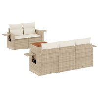 Set Divano da Giardino 6 pz con Cuscini Beige in Polyrattan