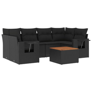 Set Divani da Giardino con Cuscini 7pz Nero Polyrattan 3256790