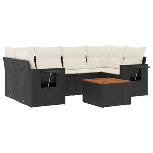 Set Divani da Giardino con Cuscini 7pz Nero Polyrattan 3256791