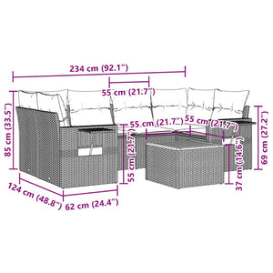 Set Divani da Giardino con Cuscini 7pz Nero Polyrattan 3256791