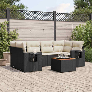 Set Divani da Giardino con Cuscini 7pz Nero Polyrattan 3256791