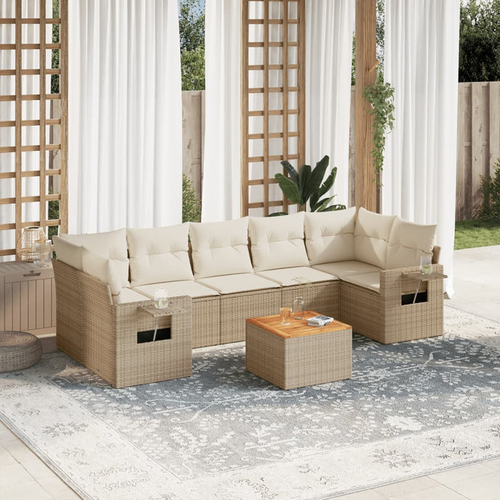 Set Divano da Giardino 8 pz con Cuscini Beige in Polyrattancod mxl 88267