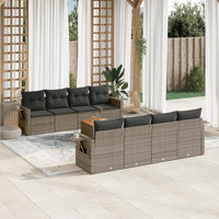 Set Divano da Giardino 9 pz con Cuscini Grigio in Polyrattan 3256816