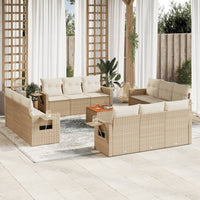 Set Divano da Giardino 13 pz con Cuscini Beige in Polyrattan 3256828