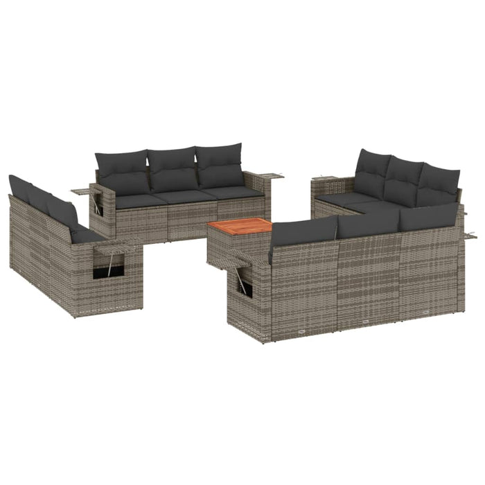 Set Divani da Giardino 13 pz con Cuscini Grigio in Polyrattan 3256830