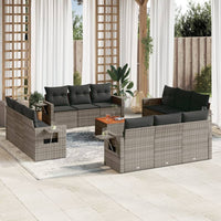 Set Divani da Giardino 13 pz con Cuscini Grigio in Polyrattan 3256830