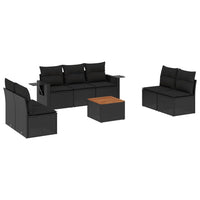 Set Divani da Giardino con Cuscini 8 pz Nero in Polyrattan 3256846