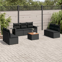 Set Divani da Giardino con Cuscini 8 pz Nero in Polyrattan 3256846