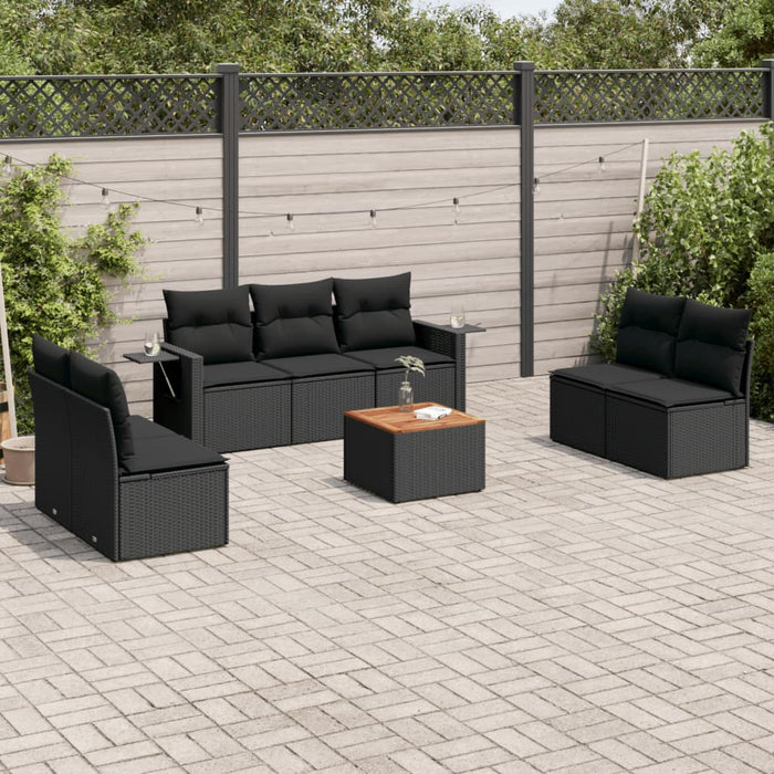 Set Divani da Giardino con Cuscini 8 pz Nero in Polyrattan 3256846