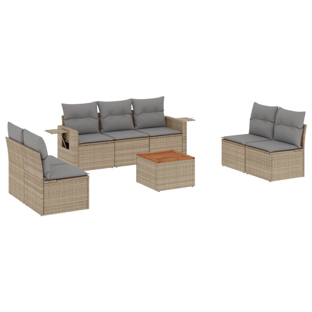 Set Divano da Giardino 8 pz con Cuscini Beige Misto Polyrattan 3256850