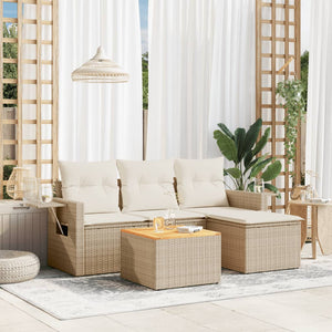Set Divano da Giardino 5 pz con Cuscini Beige in Polyrattan 3256863