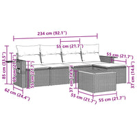Set Divano da Giardino 6 pz con Cuscini Nero in Polyrattan