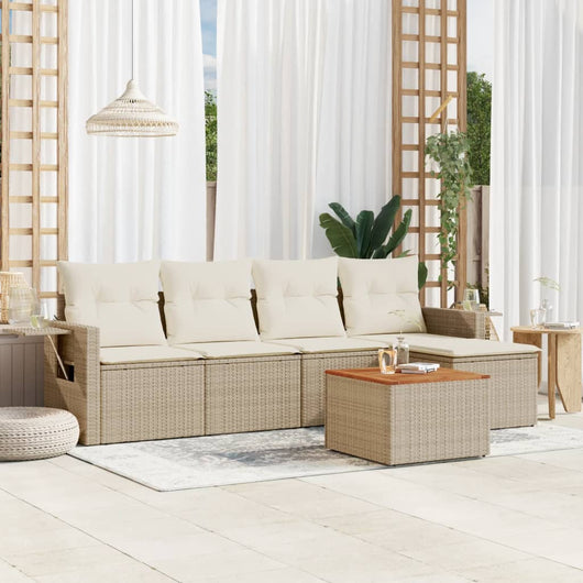 Set Divano da Giardino 6 pz con Cuscini Beige in Polyrattancod mxl 92825