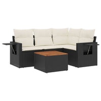 Set Divani da Giardino 5 pz con Cuscini in Polyrattan Nero 3256875