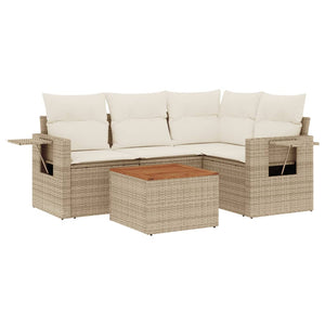 Set Divano da Giardino 5 pz con Cuscini Beige in Polyrattan 3256877