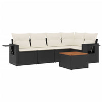 Set Divano da Giardino 6 pz con Cuscini Nero in Polyrattan 3256882