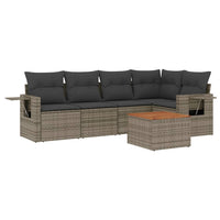 Set Divano da Giardino 6 pz con Cuscini Grigio in Polyrattan 3256886