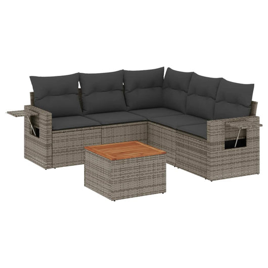 Set Divano da Giardino 6 pz con Cuscini Grigio in Polyrattan 3256893