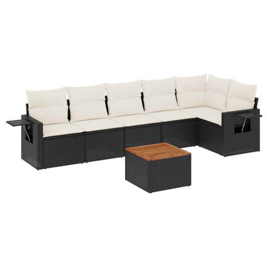 Set Divani da Giardino con Cuscini 7pz Nero Polyrattan 3256903
