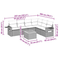 Set Divani da Giardino con Cuscini 7pz Nero Polyrattan 3256910