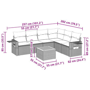 Set Divani da Giardino con Cuscini 7pz Nero Polyrattan 3256910