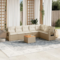 Set Divano da Giardino 8 pz con Cuscini Beige in Polyrattan 3256926