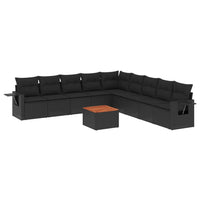 Set Divani da Giardino 10pz con Cuscini in Polyrattan Nerocod mxl 92181