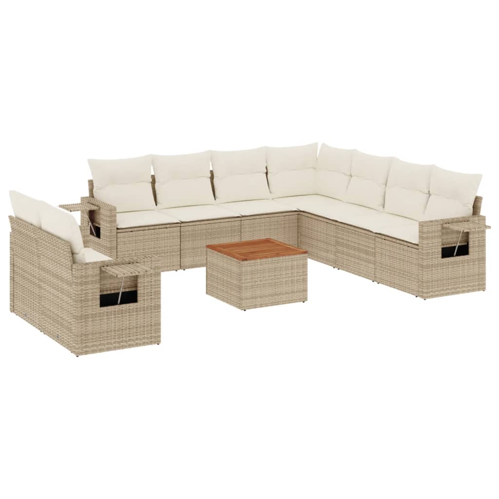 Set Divano da Giardino 10 pz con Cuscini Beige in Polyrattancod mxl 90505