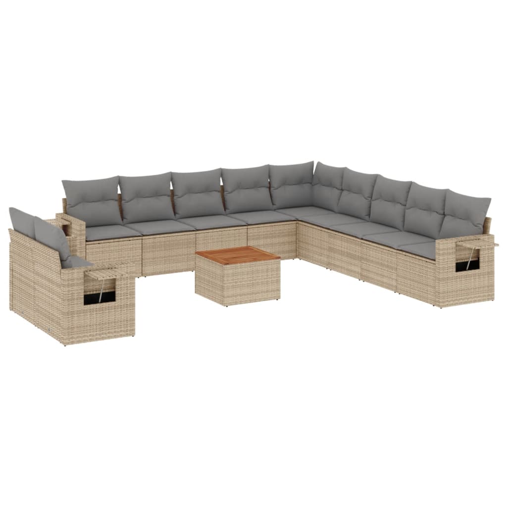 Set Divano da Giardino 12 pz con Cuscini Beige Misto Polyrattancod mxl 113168