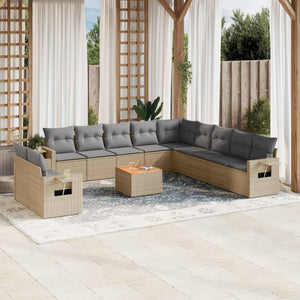 Set Divano da Giardino 12 pz con Cuscini Beige Misto Polyrattancod mxl 113168