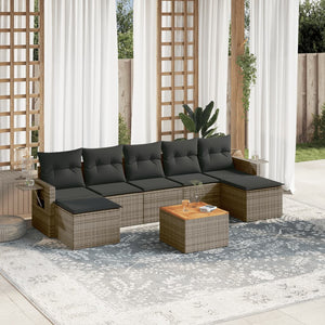 Set Divano da Giardino 8 pz con Cuscini Grigio in Polyrattan 3257026