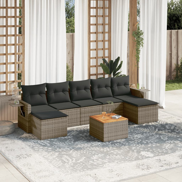 Set Divano da Giardino 8 pz con Cuscini Grigio in Polyrattan 3257026