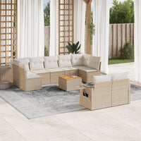 Set Divano da Giardino 10 pz con Cuscini Beige in Polyrattan 3257045