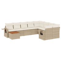 Set Divano da Giardino 10 pz con Cuscini Beige in Polyrattan
