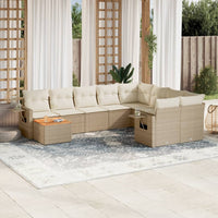 Set Divano da Giardino 10 pz con Cuscini Beige in Polyrattan 3257059