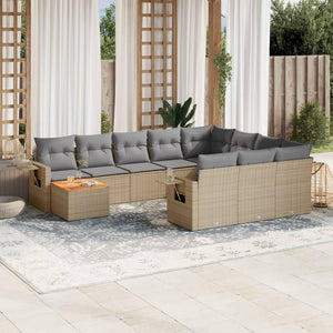 Set Divano da Giardino 11 pz con Cuscini Beige Misto Polyrattancod mxl 89196
