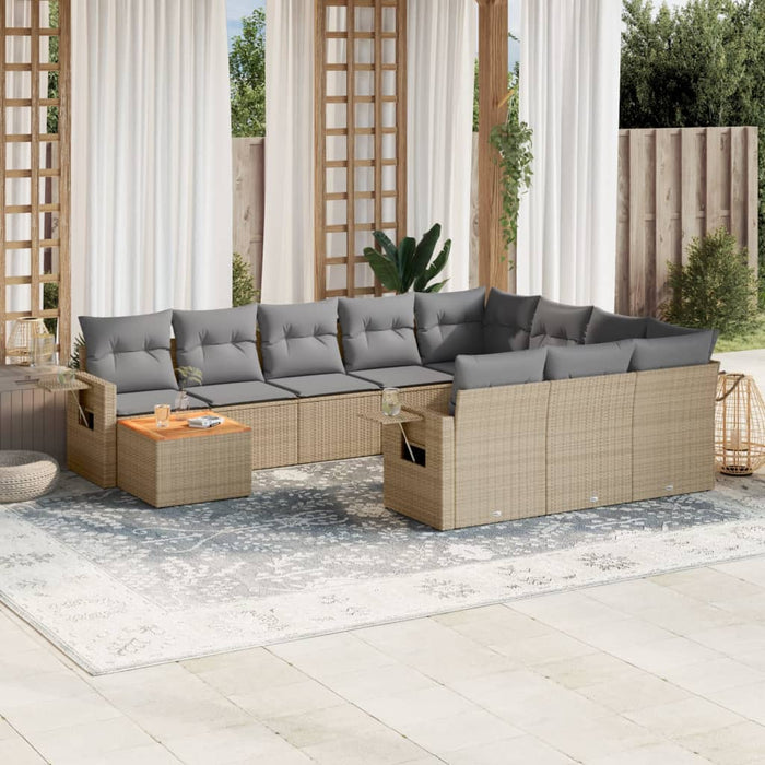 Set Divano da Giardino 11 pz con Cuscini Beige Misto Polyrattancod mxl 89196