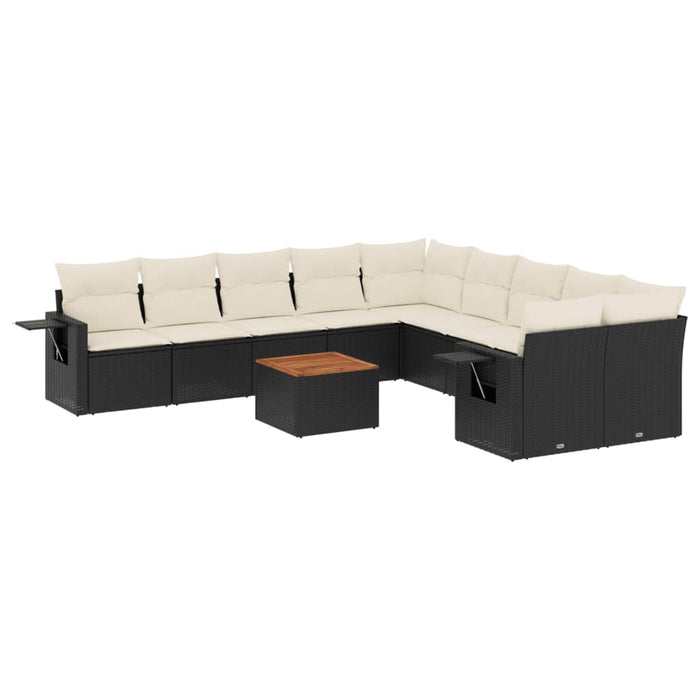 Set Divani da Giardino 11 pz con Cuscini in Polyrattan Nero 3257085