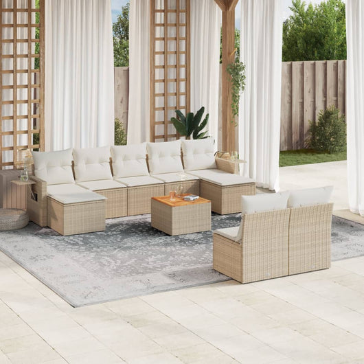 Set Divano da Giardino 10 pz con Cuscini Beige in Polyrattancod mxl 112272
