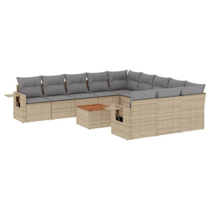 Set Divano da Giardino 12 pz con Cuscini Beige Misto Polyrattan