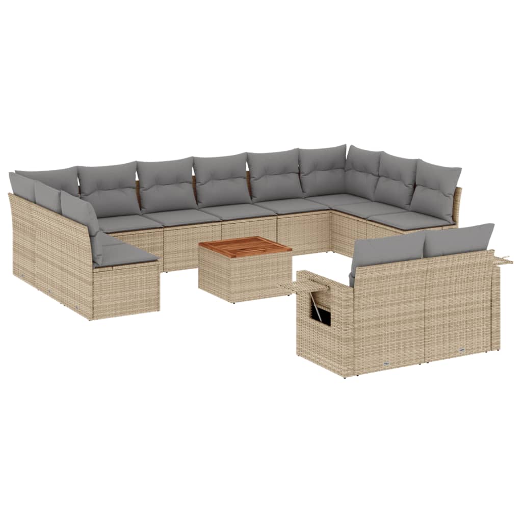 Set Divano da Giardino 13 pz con Cuscini Beige Misto Polyrattan 3257130