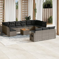 Set Divani da Giardino 14pz con Cuscini in Polyrattan Grigio 3257138
