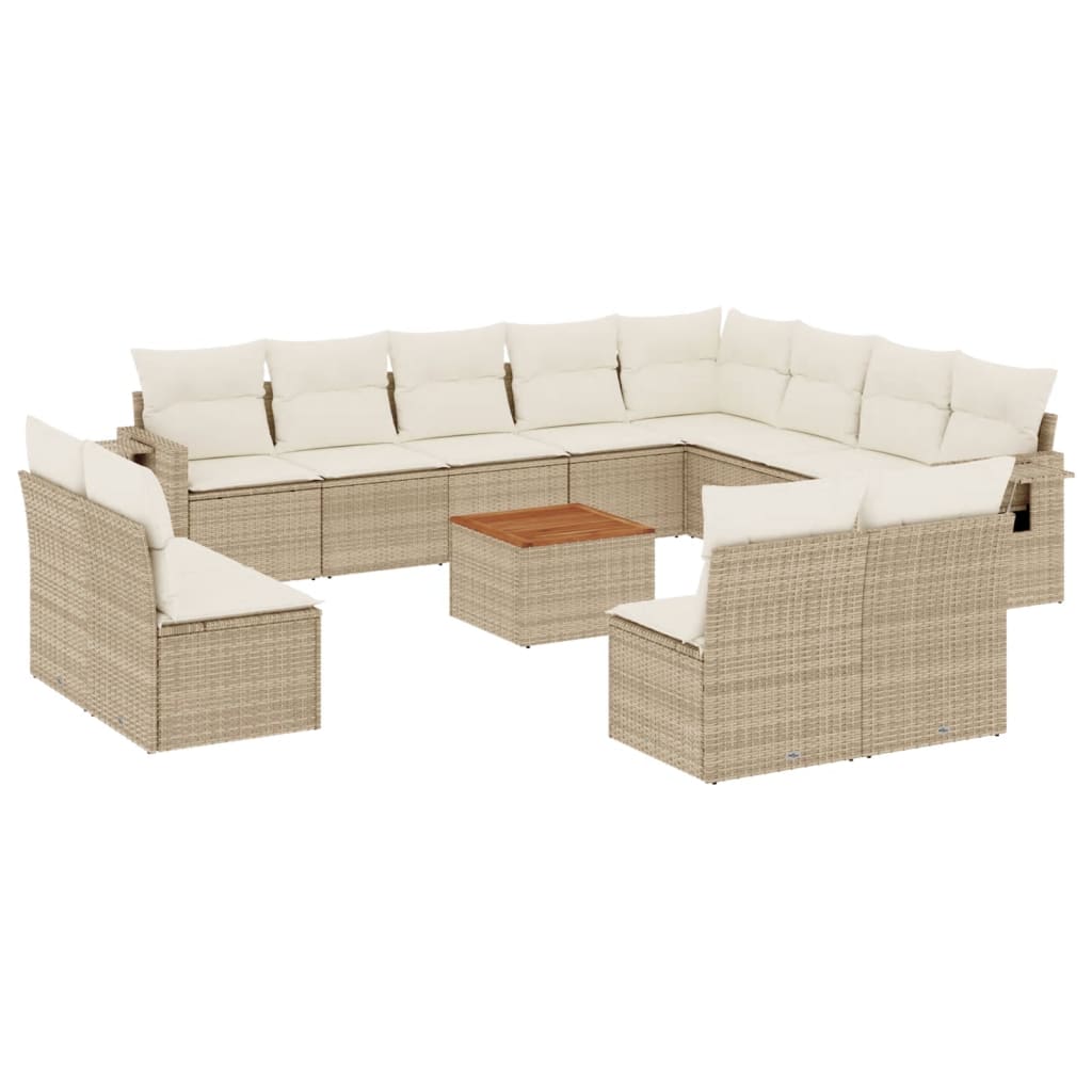Set Divano da Giardino 13 pz con Cuscini Beige in Polyrattan 3257143