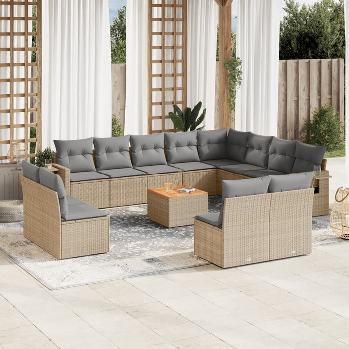 Set Divano da Giardino 13 pz con Cuscini Beige Misto Polyrattancod mxl 89198