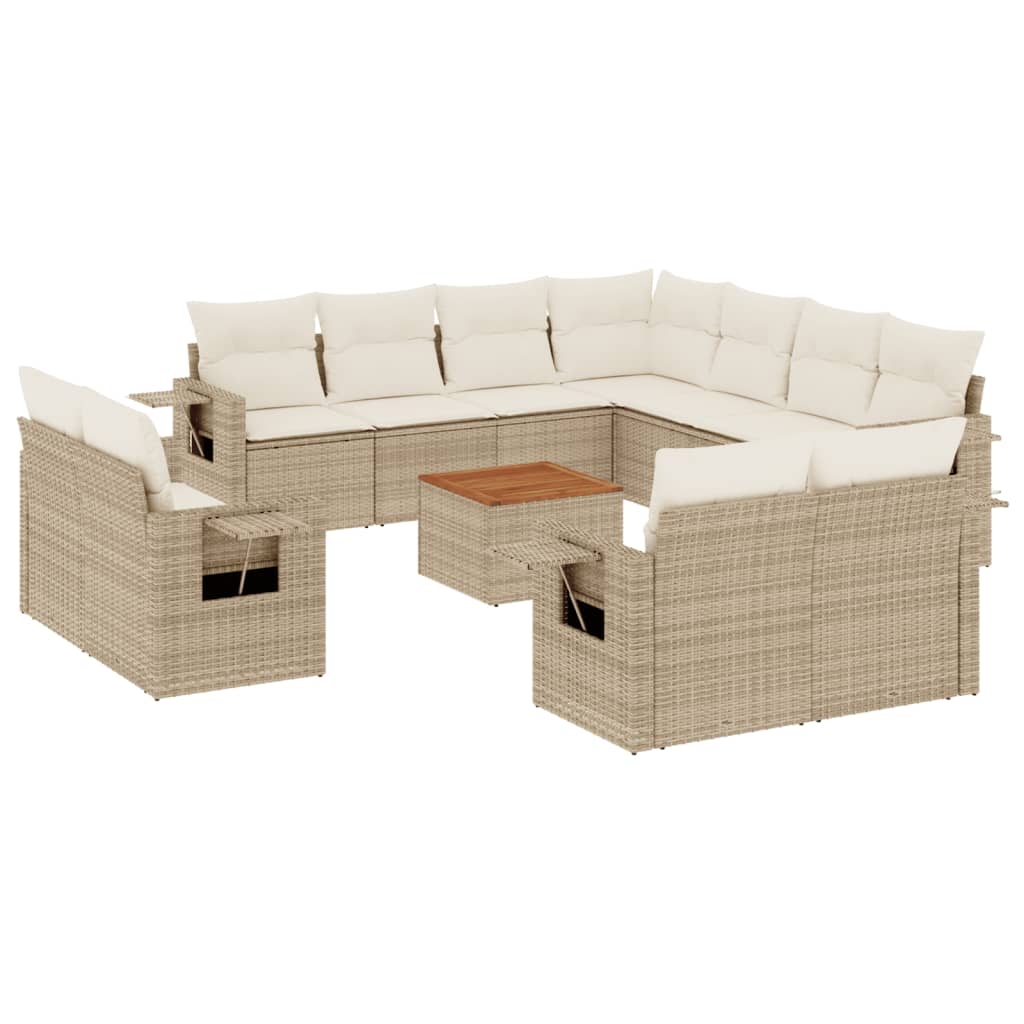 Set Divani da Giardino 12 pz con Cuscini Beige in Polyrattan 3257157