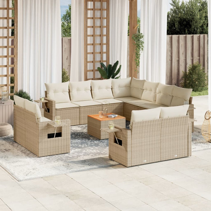 Set Divani da Giardino 12 pz con Cuscini Beige in Polyrattan 3257157