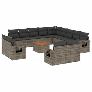 Set Divani da Giardino 14pz con Cuscini in Polyrattan Grigiocod mxl 89200