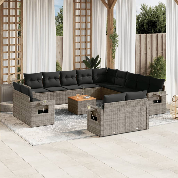 Set Divani da Giardino 14pz con Cuscini in Polyrattan Grigiocod mxl 89200